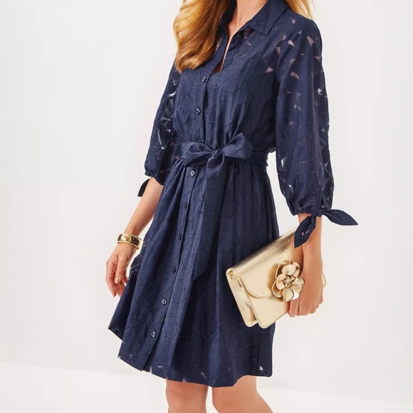 NWT Lilly Pulitzer Amrita Shirtdress Navy 8 - Picture 9 of 9